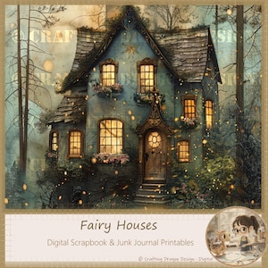 Fairy Forest Digital Papers, Fantasy, Fairy, Forest, Houses, Village, Digital, Papers, Paper, Background, Scrapbook, Scrapbooking