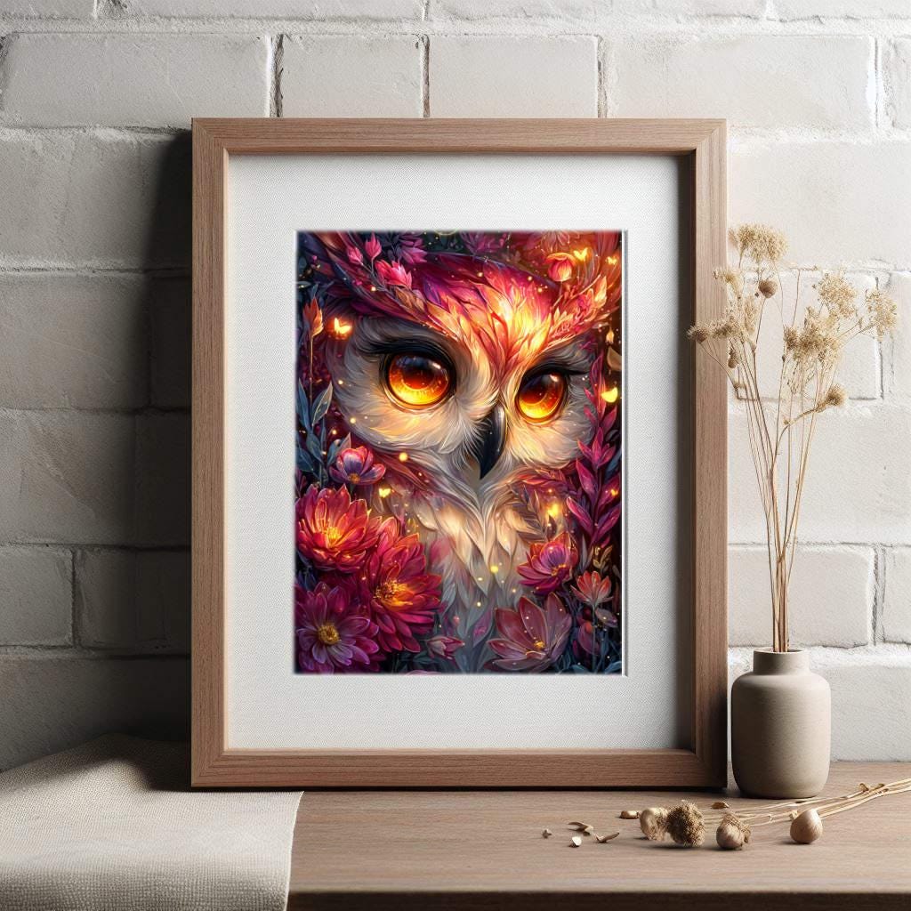 Fantasy Owl Animal Art Prints on matte A4 300gsm card, Wall Art, Home Décor, Frameless Poster