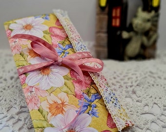 Garden Party Travel Notebook, Folio, Pocket Journal, Handmade,