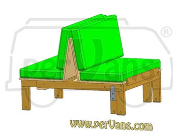 Folding Bed Plans for Camper Van Conversion, DXF + Dimensioned PDF + Animated 3D Guide, DIY Van Furniture