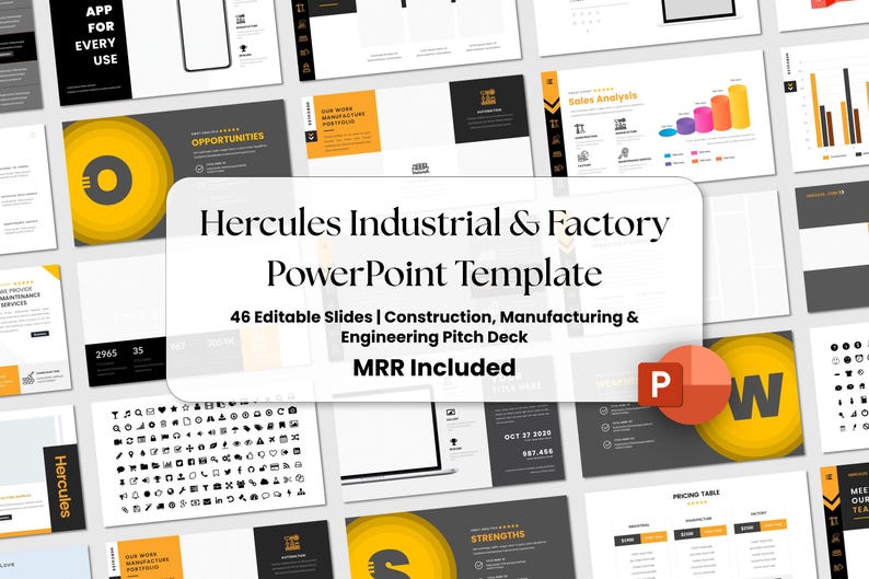 Hercules Industrial & Factory Powerpoint Template — 46 Editable Slides ...