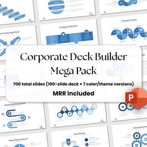 Corporate Deck Builder Mega Pack — 700 Editable PowerPoint Slides (7 Color Themes) + MRR Included