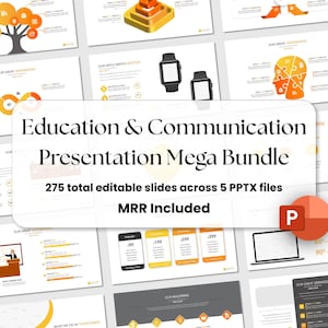 Education and Communication Presentation Mega Bundle — 275 Editable PowerPoint Slides, Light / Dark Mode, Icons & Characters, MRR