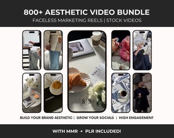 May include: A collection of 800+ aesthetic video clips for social media marketing. The video clips feature faceless models in various settings, including a coffee shop, a bedroom, and a kitchen. The video clips are perfect for creating engaging and aesthetically pleasing content for your social media channels.