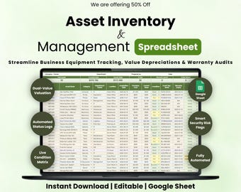 Asset Inventory Sheets | Equipment Tracker | Serial Number Log | Asset Management | Operations Tool | Business Assets | Small Biz Tool