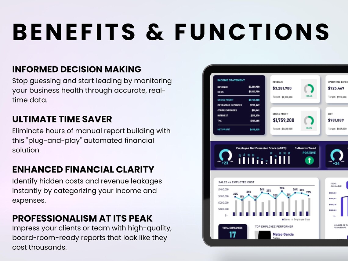 CEO Dashboard Excel Template | Business Financial KPI Tracker | Revenue ...