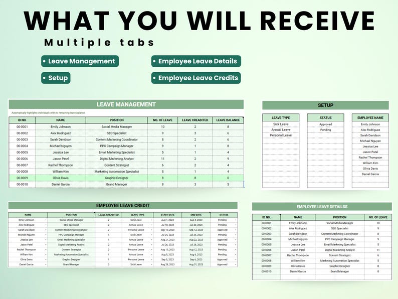 Leave Table Example Employee Leave Tracker Excel & Google Sheets | HR Leave Management ...