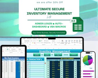 Excel Inventory Management System | Automated Inventory Tracker | Small Business Stock Tracker Dashboard | Secure Inventory VBA Macro