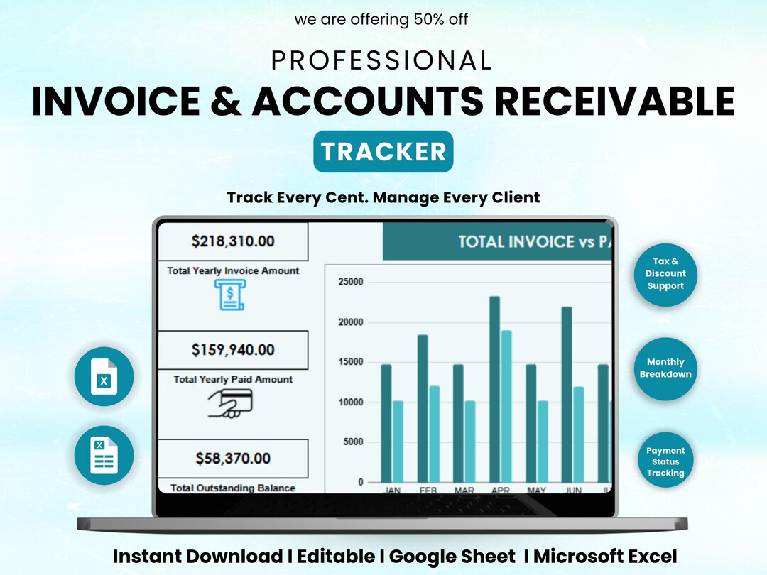 Invoice Tracking Report Invoice Tracker Excel & Google Sheets Template, Accounts Receivable ...