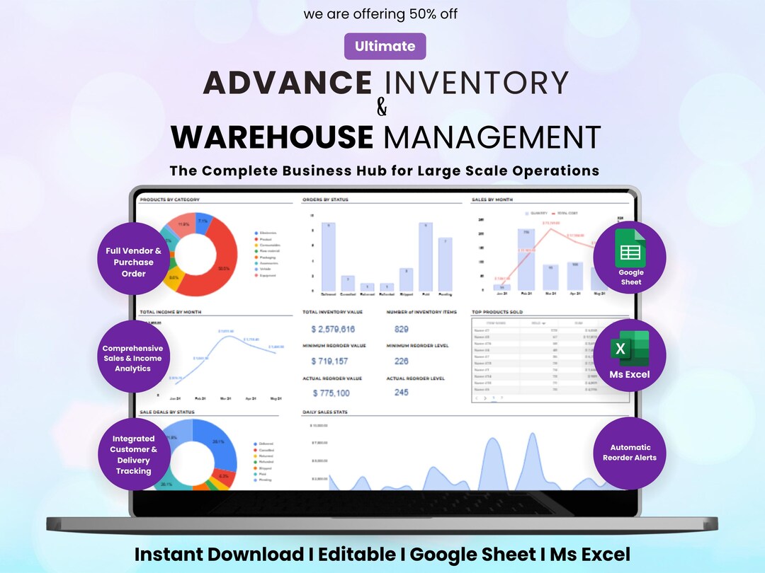 Advance Inventory Management System, Warehouse Tracker Google Sheets ...