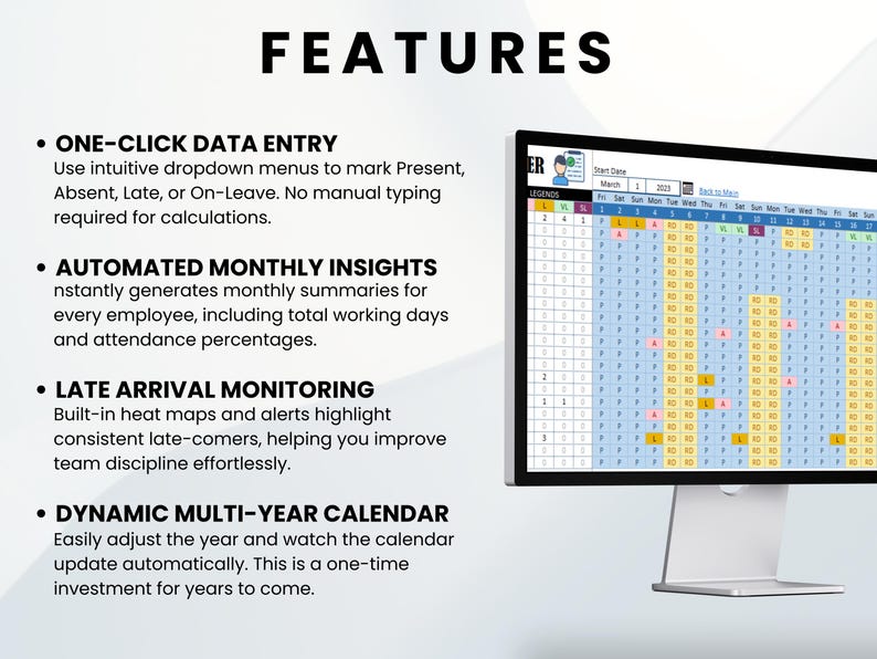 Employee Attendance Tracker Excel Template, Google Sheets Attendance ...