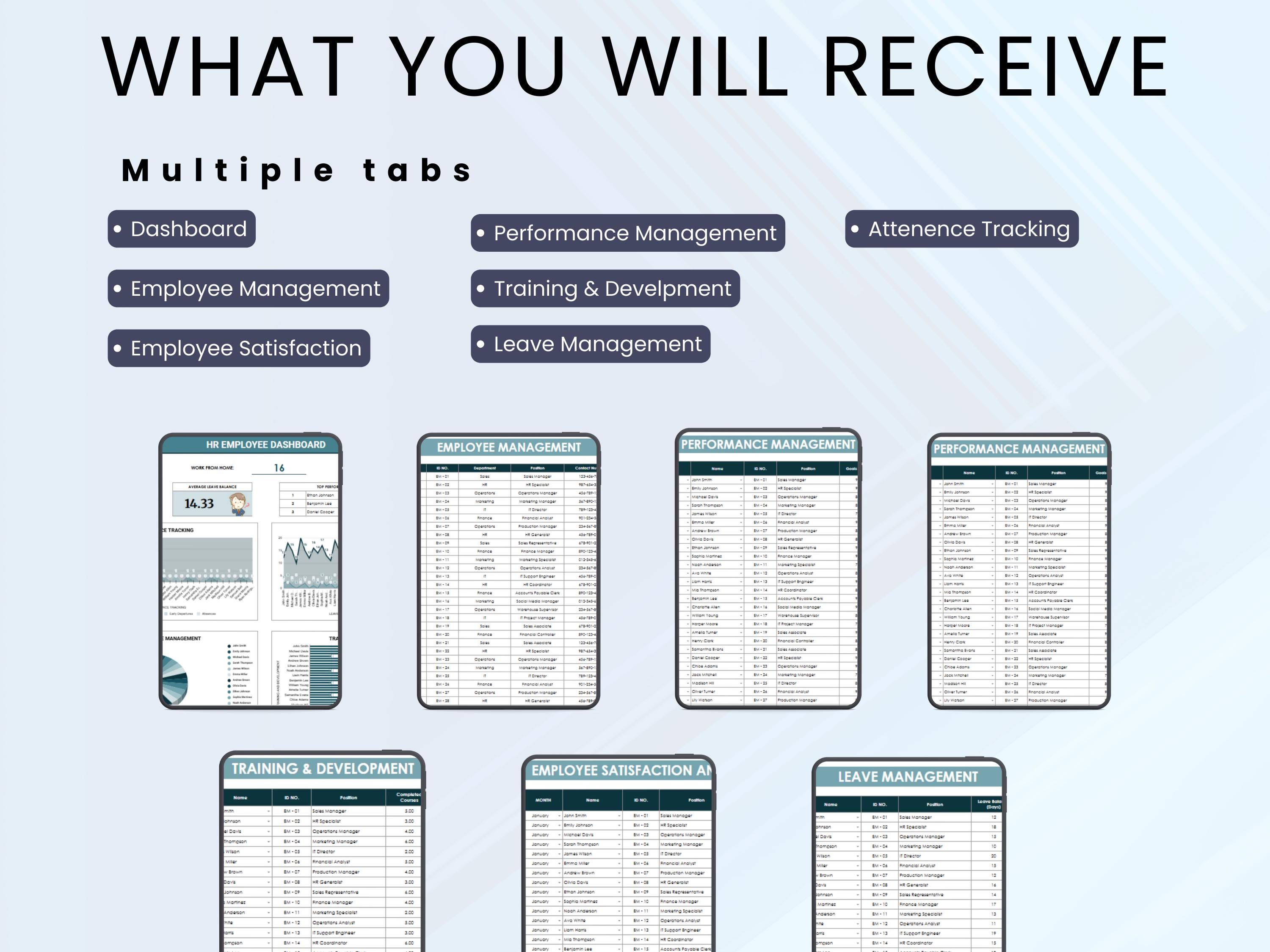 HR Employee Dashboard | Excel and Google Sheet HR Management Tool to ...