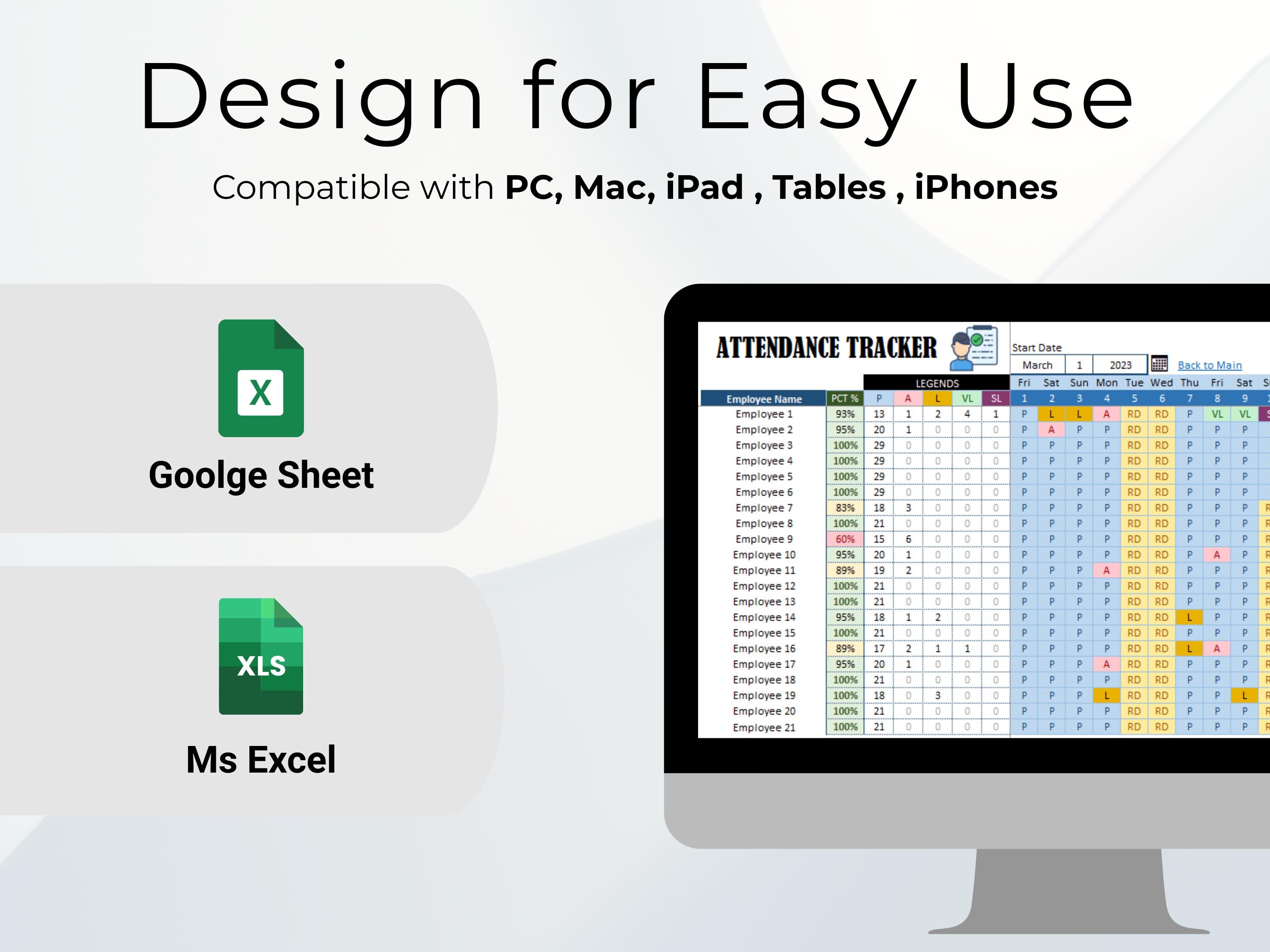 Employee Attendance Tracker Excel Template, Google Sheets Attendance ...