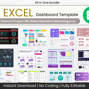 Excel Dashboard Template Bundle - 17 Business KPI Trackers for Sales, Finance, HR & Marketing | Executive Performance Reporting Tool