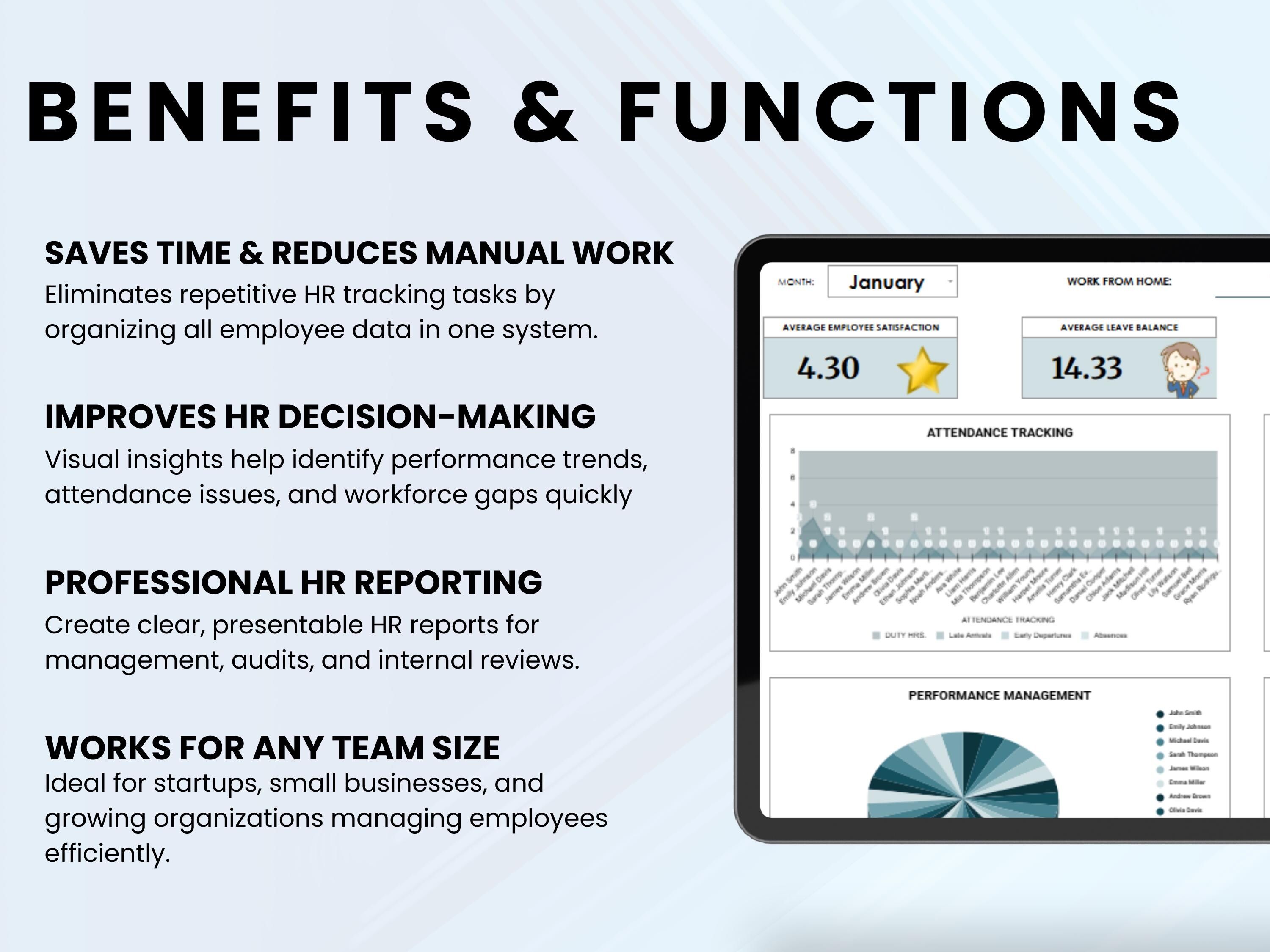 HR Employee Dashboard | Excel and Google Sheet HR Management Tool to ...