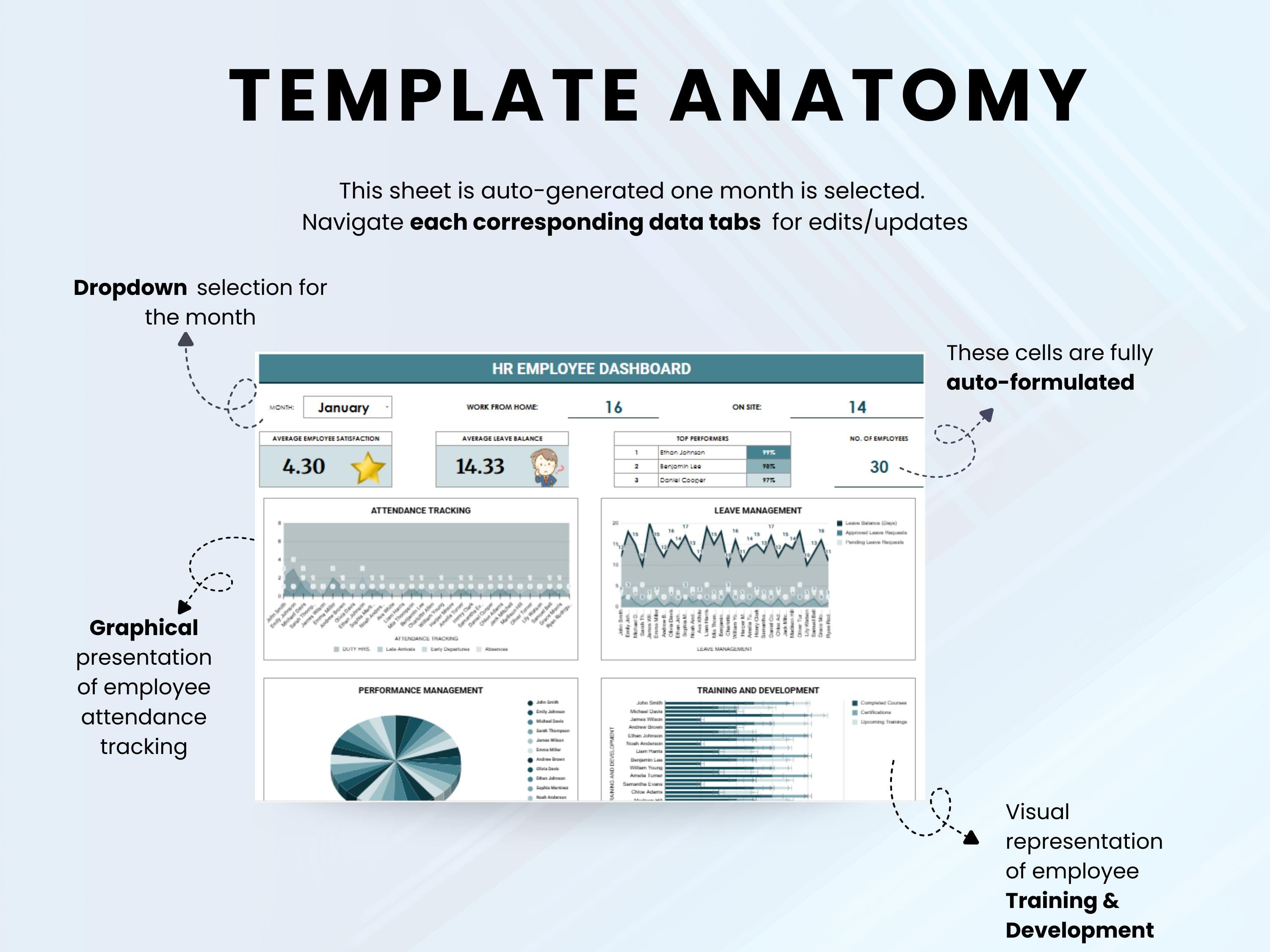 HR Employee Dashboard | Excel and Google Sheet HR Management Tool to ...