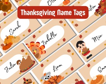 Thanksgiving Place Cards | Printable Kids' Name Tags (Digital Download)