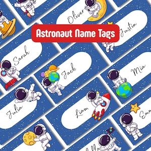 Etiquetas imprimibles para el espacio: Etiquetas de astronautas para el aula (descarga digital)
