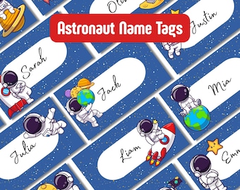 Etykiety z nazwami kosmosu do druku: Etykiety do klasy astronautów (wersja cyfrowa do pobrania)