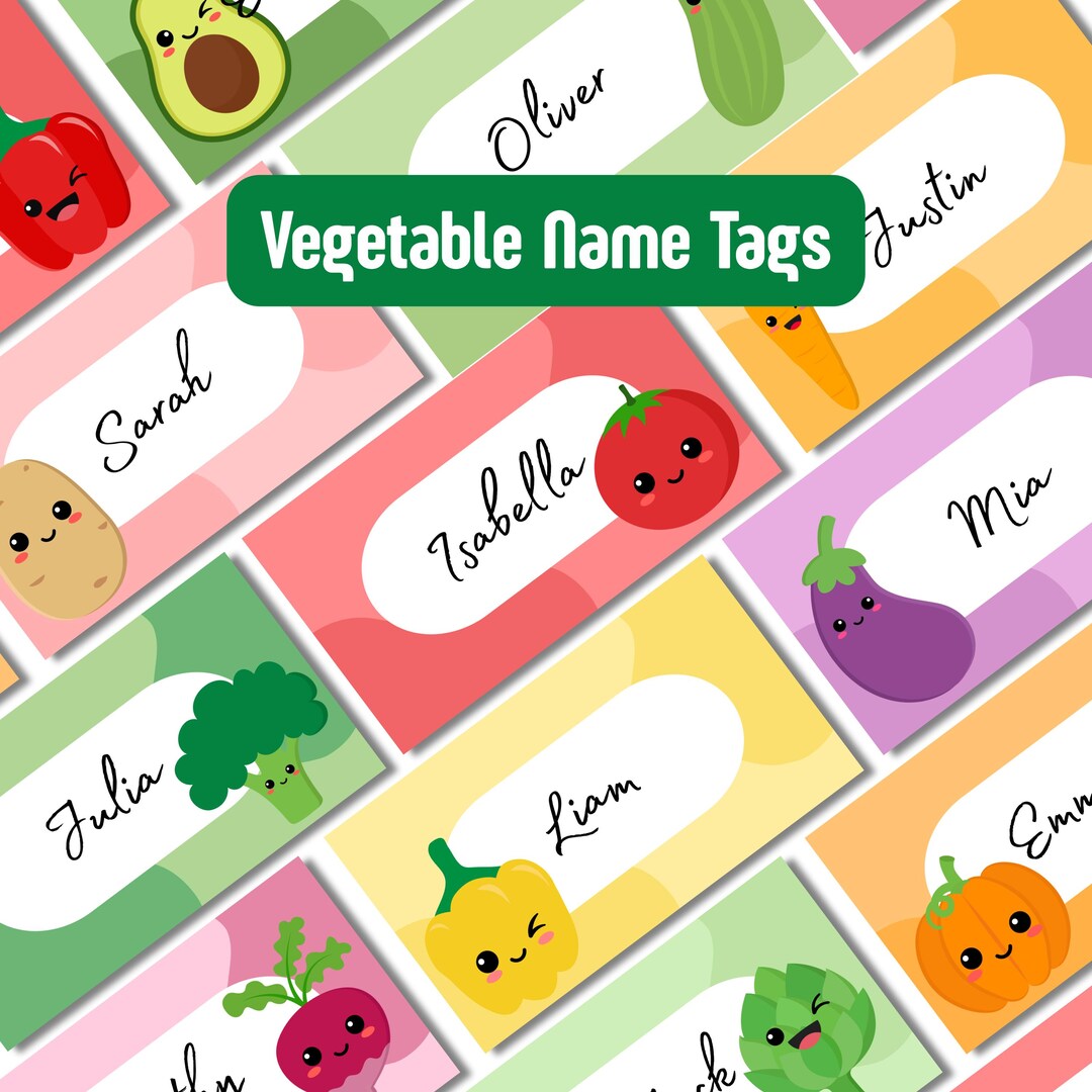 Vegetable Name Tags: Fun Classroom & Lunchbox Labels (digital Download ...