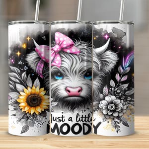Highland Cow Tumbler, Moody Cow Tumbler, Cute Animal Tumbler, Farmhouse Tumbler, Cow With Bow, Funny Cow Tumbler, Cow Lover Gift