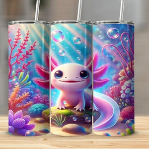 Axolotl Tumbler, Cute Axolotl Gift, Pink Axolotl Design, Underwater Tumbler, Kawaii Animal Tumbler, Axolotl Lover Gift, Unique Tumbler