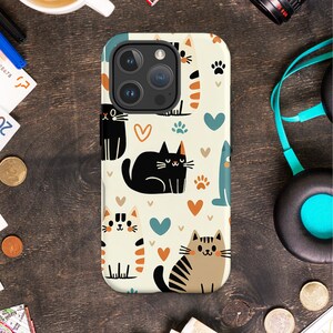 Cute Cat Pattern Phone Cases, Cartoon Kitty Design, Pet Lover Gift, Colorful Animal Art, Trendy Phone Accessory, Protective Case