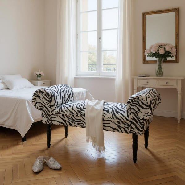 Zebra Window Seat Bed End Sofa Chair Chaise Lounge Bench Pouffe Bedroom