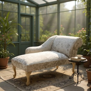 Elegant Upholstered Cream Chaise Longue Sofa with Right Armrest for Cozy Lounge
