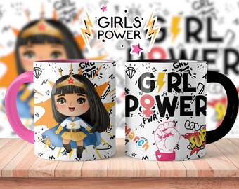TASSEN-Vorlagen Girl Power Mug PNG / 8 PNG-Tassenvorlagen / Frauentag 8. März / Girl Power-Tassenvorlagen / hohe Qualität
