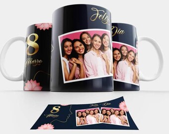 Tassenvorlagen zum Frauentag / Frauentag am 8. März / Vorlagen im AI-Format / Enthält ein Modell und ist bearbeitbar