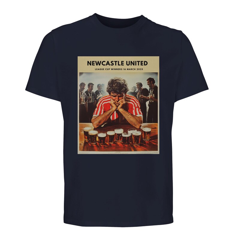 Newcastle United Sieger League Cup Sad Sunderland Fan-T-Shirt French Navy
