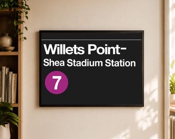 Willets Point Shea Stadium Subway Station Poster | NYC Replica Wall Art, New York Transit Print, Mets Vintage Decor, Baseball & Travel Gift