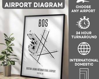 Custom Airport Diagram Map Print: Modern Aviation Wall Art (Digital Download)