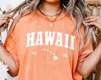 Hawaii Comfort Colors T-Shirt: Retro Island Vibes Graphic Tee