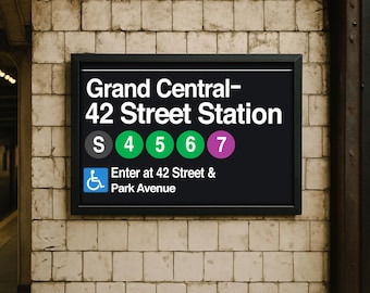 Grand Central Subway Sign Print: NYC Urban Wall Art