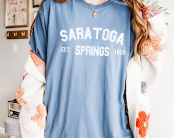 Saratoga Springs Comfort Colors Tee: Vintage Upstate New York Souvenir