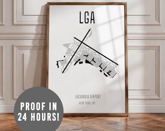 Custom Airport Diagram Map Art Print: Choose Any Airport, Aviation Gift, Pilot Decor