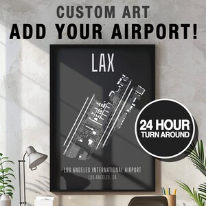 CUSTOM Airport Print Map Wall Art, ADD ANY Airport, Aviation Gift, Pilot Decor, Airport Diagram Matte Poster - Framed or Unframed