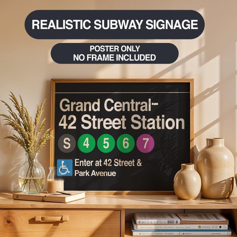 Grand Central Subway Sign Print: NYC Urban Wall Art - Etsy