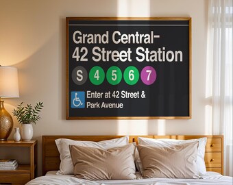 Grand Central Subway Sign Print: NYC Urban Wall Art - Etsy