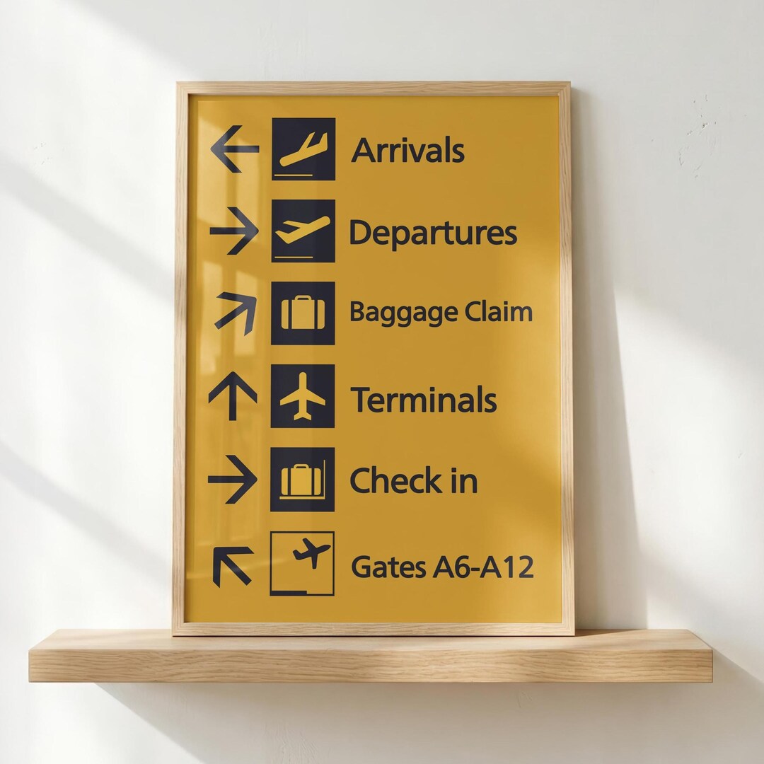 Airport Signage Poster Print | Terminal Directional Sign Wall Art ...