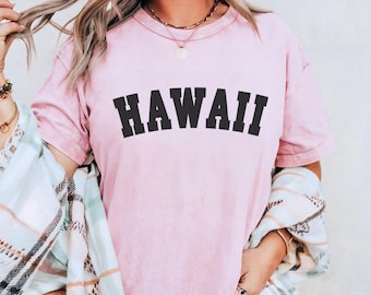 Hawaii T-Shirt: Vintage Varsity Lettering, Travel Apparel