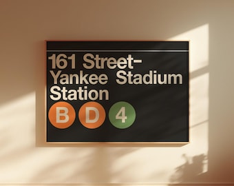 Yankee Stadium Subway Sign Poster: NYC Subway Station Replica, Realistic Decor, Bronx Baseball Art