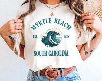 Myrtle Beach Comfort Colors T-Shirt: Unisex Vintage Surf Tee