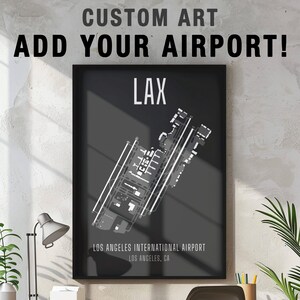 CUSTOM Airport Print Map Wall Art, ADD ANY Airport, Aviation Gift, Pilot Decor, Airport Diagram Poster - Framed or Unframed
