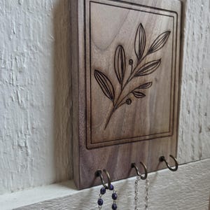 Floral Rosary hanger wall decor catholic wedding gift rosary board religious wood decor handmade wall mount baptism simple engraved leaf