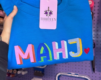 Besticktes Mahjong Sweatshirt, buntes Fliesendesign, gemütliche Spielenacht, Mahjong Liebhaber Geschenk