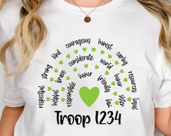 Custom Rainbow Troop T-shirt for Scouts, Customizable Troop Number Tee