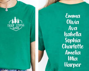 Custom Scout Troop T-shirt, Personalized Girl Pocket Back Shirt
